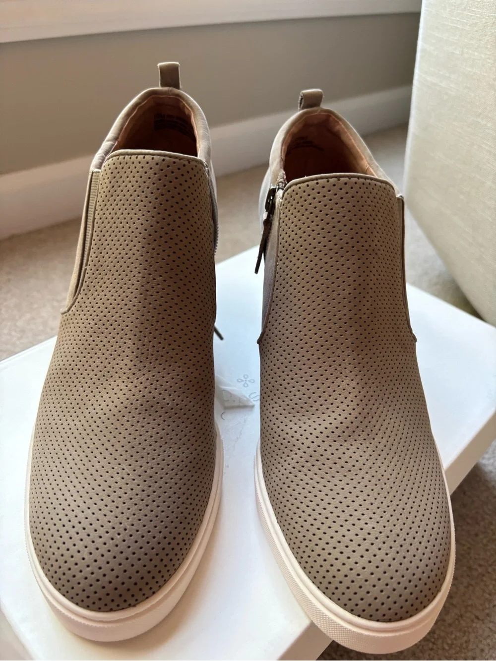 Caslon Taupe Perforated Slip-On Wedge Sneakers